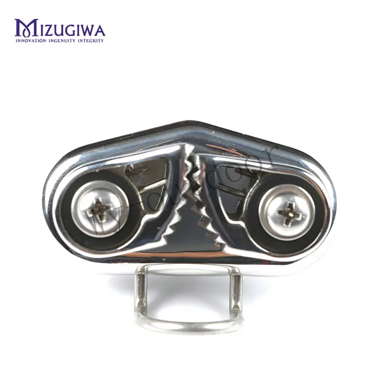 

2 pcs MIZUGIWA Fast Entry Stainless Steel Boat Cam Cleat with Wire Flaired Leading Ring for Line Sizes Upto 7/16-Inch 12mm