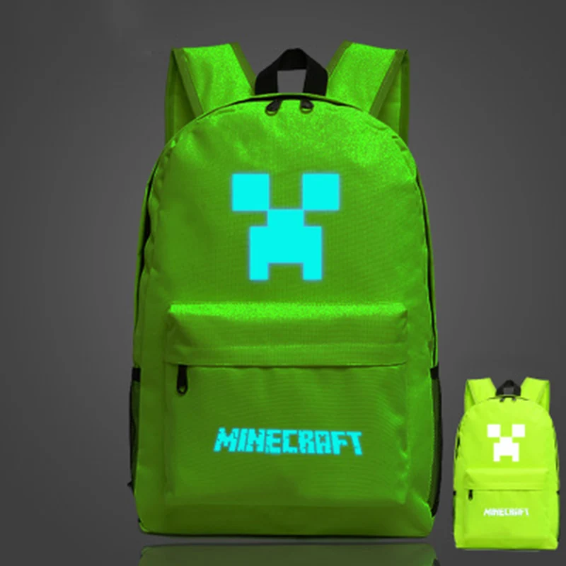 Minecraft Teenage Backpack Luminous Boys Girls School Bag Women Women Travel Game Pattern Rucksack Mochila Schoolbag BP0250 (1)