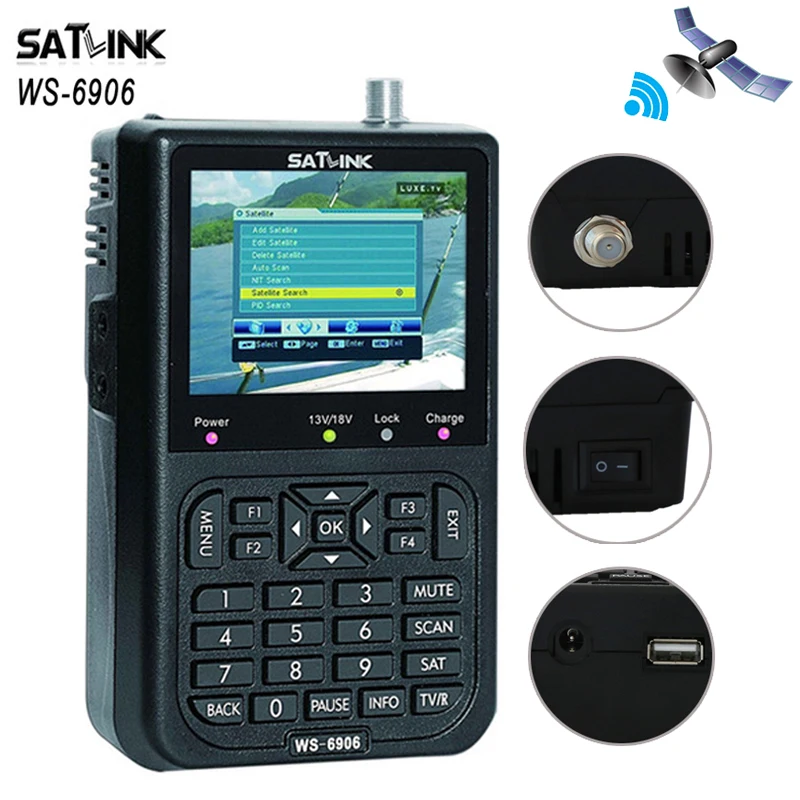 

[Genuine] Satlink WS-6906 3.5 inch DVB-S FTA Digital Satellite Finder Meter satFinder meter satellite finder LCD Sat Finder