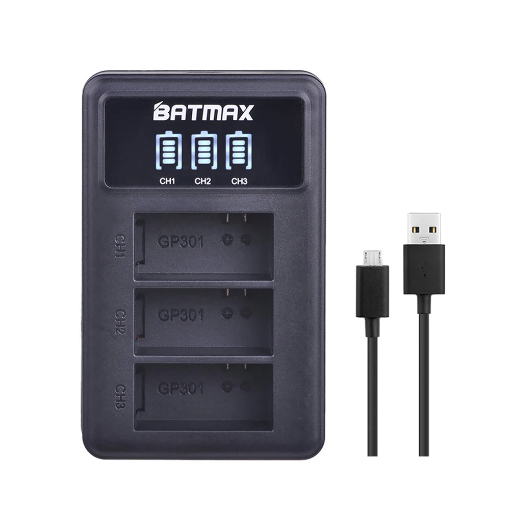 

LED 3-slots USB Battery Charger for Gopro Hero 3 3+ AHDBT-301, AHDBT-201 battery for go pro Accessories