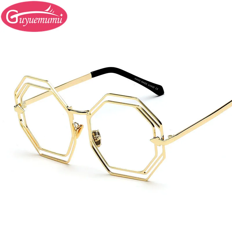 Luxury Brand Hexagon Sunglasses Gold Frame Eyeglasses Hipster Sun