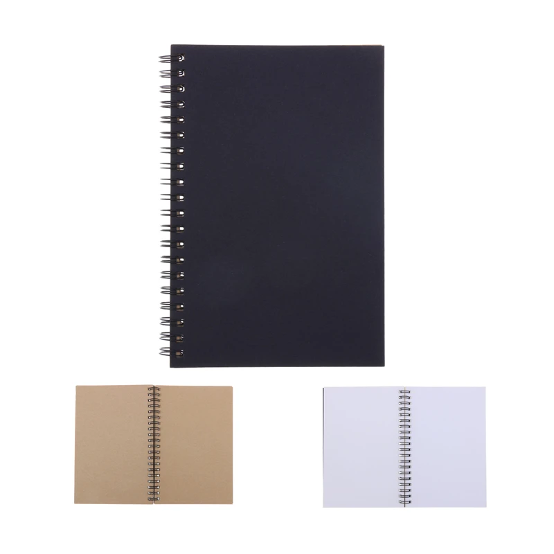 Black Cover Blank Sketchbook Spiral Journal Diary Notebook Note Book Caderno Office School
