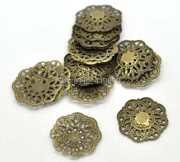 Free Shipping! 200 Antique Bronze Flower Wraps Connectors Metal Crafts