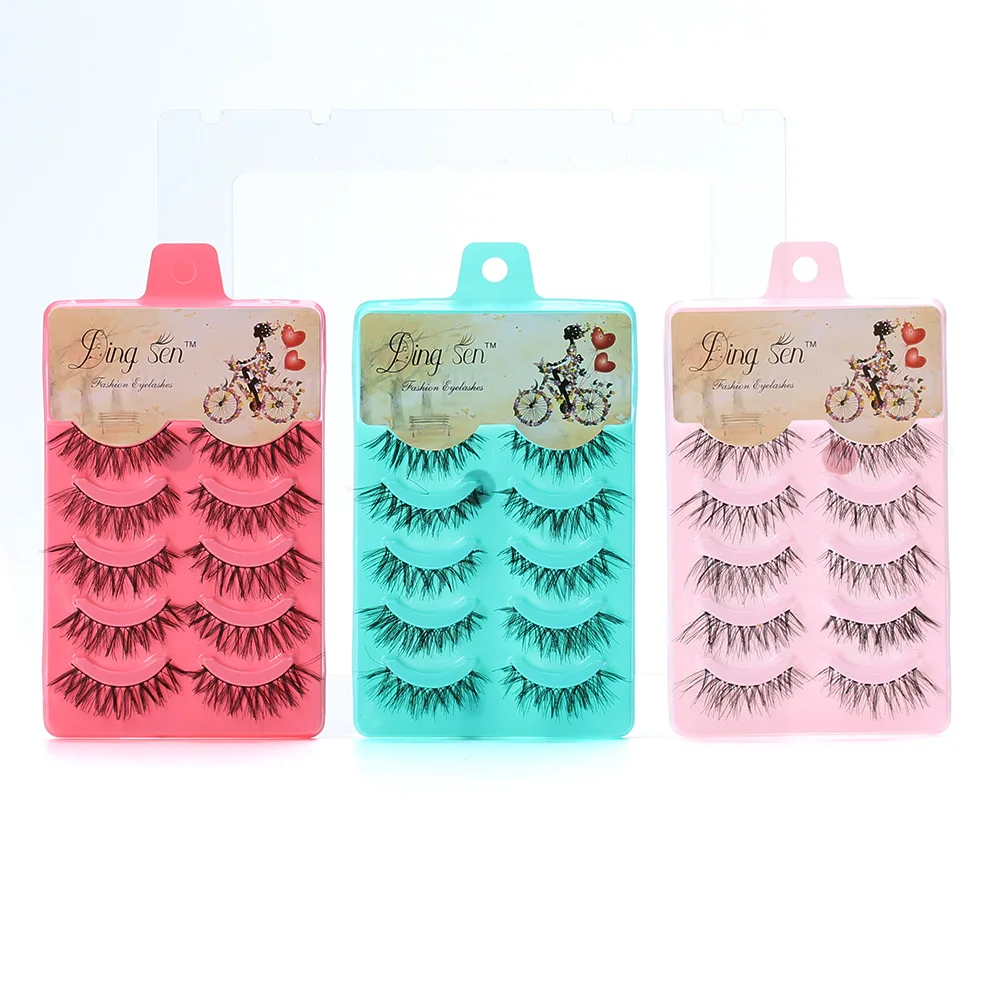 

5Pair/Lot Transparent Black Messy Cross False Eyelashes Bigeye Long Thick Natural Makeup Fake Eye Lashes Extension Tools