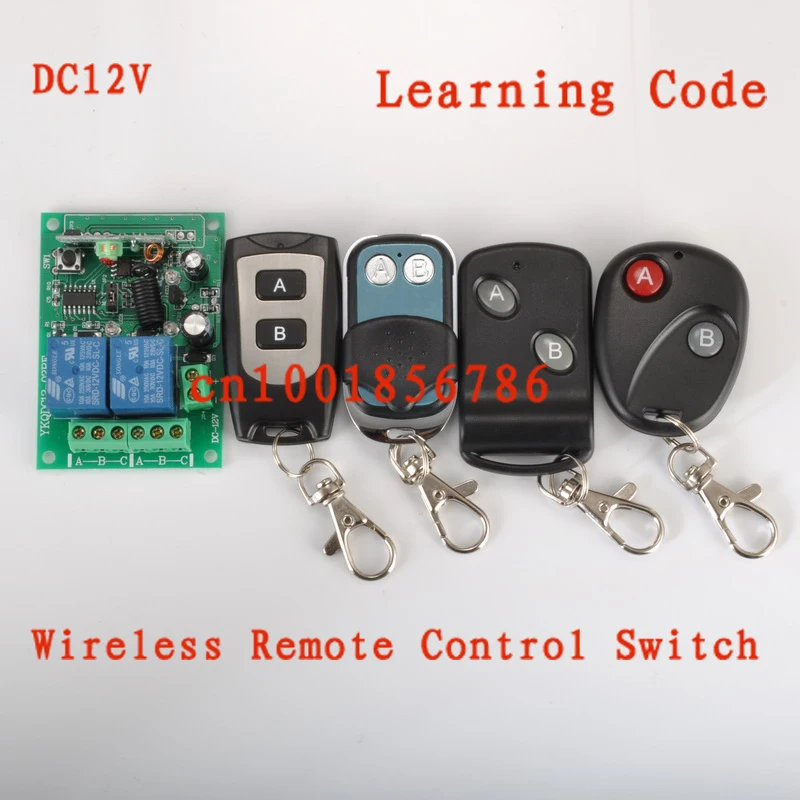 

Wholesale!Learnning Code DC12V 2CH Transmitter Receiver RF Wireless Remote Control Switch System.315/433mhz