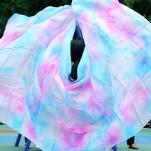 Дизайн Шелковая вуаль танец живота, Розовый Бирюзовый Белый и другие цвета смешанные вуали оптом 250x114 см