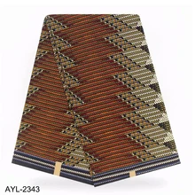 Коричневая африканская восковая хлопковая ткань, дышащая нигерийская хлопковая восковая ткань, ткань с покрытием 6 ярдов в партии AYL-2343