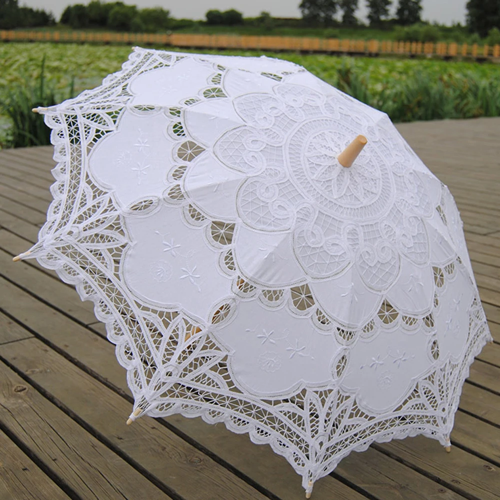 Battenburg Lace White Umbrella Wedding Bridal lace Parasol Vintage