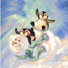 5d eigen foto Заказная алмазная живопись Pingouins Рождественская вышивка diy крестиком Рождественский Декор Горячая 925 свечение