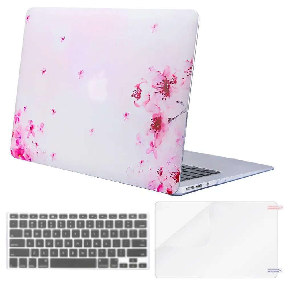 Чехол для ноутбука MOSISO для Apple MacBook Air Pro retina 11 12 13 15 жесткий чехол для ноутбука macbook Air 13+ чехол для клавиатуры - Цвет: Pink Sakura