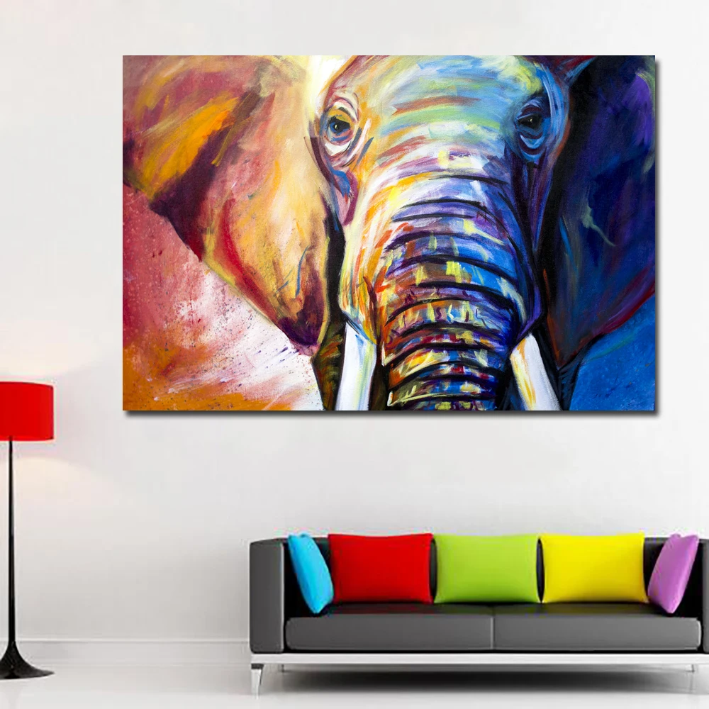 SELFLESSLY Art Colorful Elephant Wall Art Prints Canvas Painting Home
