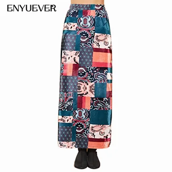

Enyuever High Waist Skirt Fall 2019 Winter Split Back Ethnic Slim Bottoms Casual Long Maxi Skirt Women Party Vintage Clothing