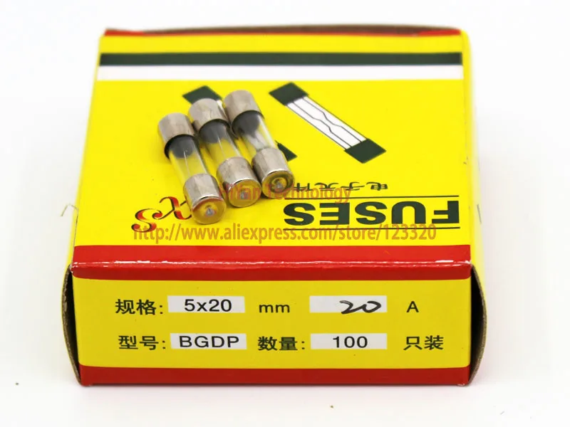 

(100pcs/lot) 5*20MM 20A Fuses Fast Quick Blow Glass Tube Fuse 5x20mm 250V 20A F20AL250V