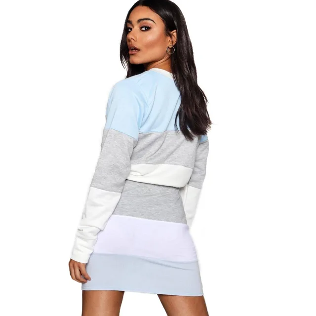 Cheap Autumn New arrival Fashion casual two piece set women patchwork long sleeve o-neck Striped mini party Two-piece suit Cheap Autumn New arrival Fashion casual two piece set women patchwork long sleeve o-neck Striped mini party Two-piece suit