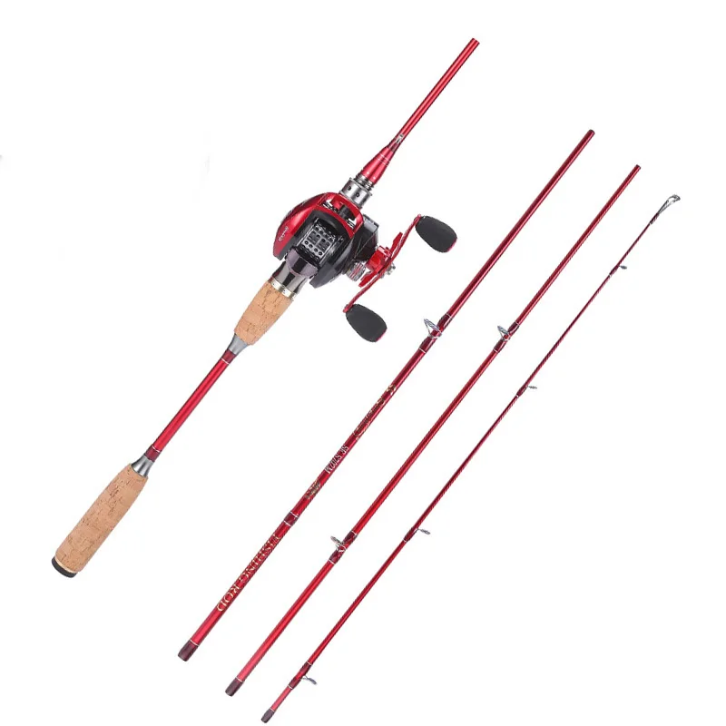 Sougayilang 2.1M Fishing Rod with Baitcast Reel Combo Portable Casting Fishing Rod Pole with 12+1BB 8.1:1 Baitcasting Reel Kit