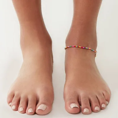 Модные цветные бусины раковина Каури ножной браслет для женщин браслет на ногу золотой серебряный цвет ножной браслет бижутерия для ног