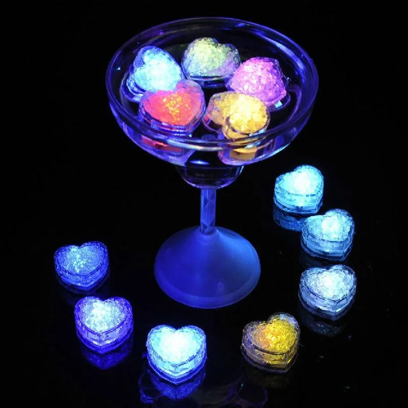 

Love Heart Shaped Led Ice Cubes Flashing Light Water-Actived Luminous Glowing Ice Block for Christmas Halloween Party Decor