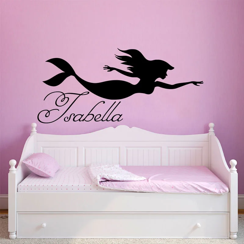 Mermaid Wall Stickers Girls Bedroom Decorative Stickers Custom