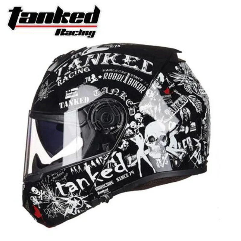 Tanked Racing ECE одобренный Filp Up мотоциклетный шлем T270 с двойными линзами Открытый мотоциклетный шлем Мото шлем