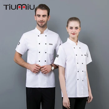 

Unisex Chef Jacket Coat Kitchen Shirt Summer Breathable Overalls Restaurant Cafe Cook Chef Uniform Short Sleeve Work Clothes