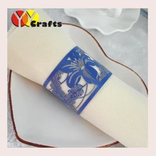 Элегантные винтажные Королевский синий цвет лазерная резка цветок Свадебные Кольца для салфеток украшение стола поставщика пользовательские размер и дизайн