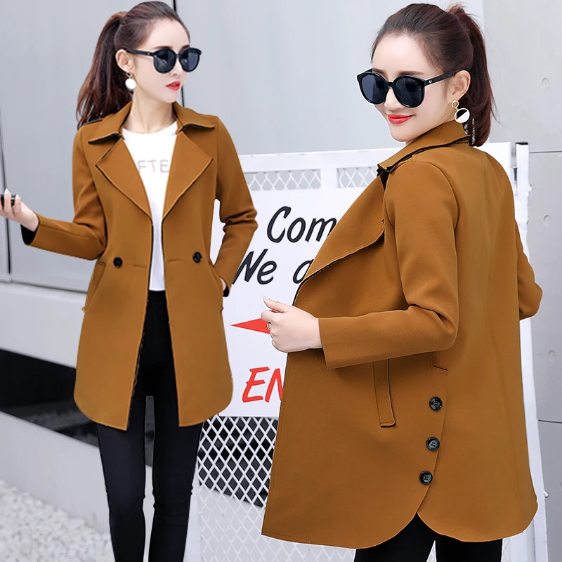 

Spring Autumn Fashion Women Double Breasted Jacket Pockets Casual Long Sleeves Feminino Coats Outwear Plus Size 4XL