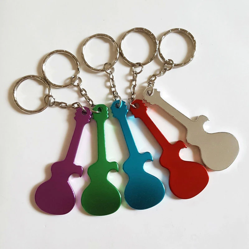 Customized Guitar Shape Bottle Opener Keychain Custom Logo Promotional Gift Personalised Keyring Guitar Shaped Beer Opener