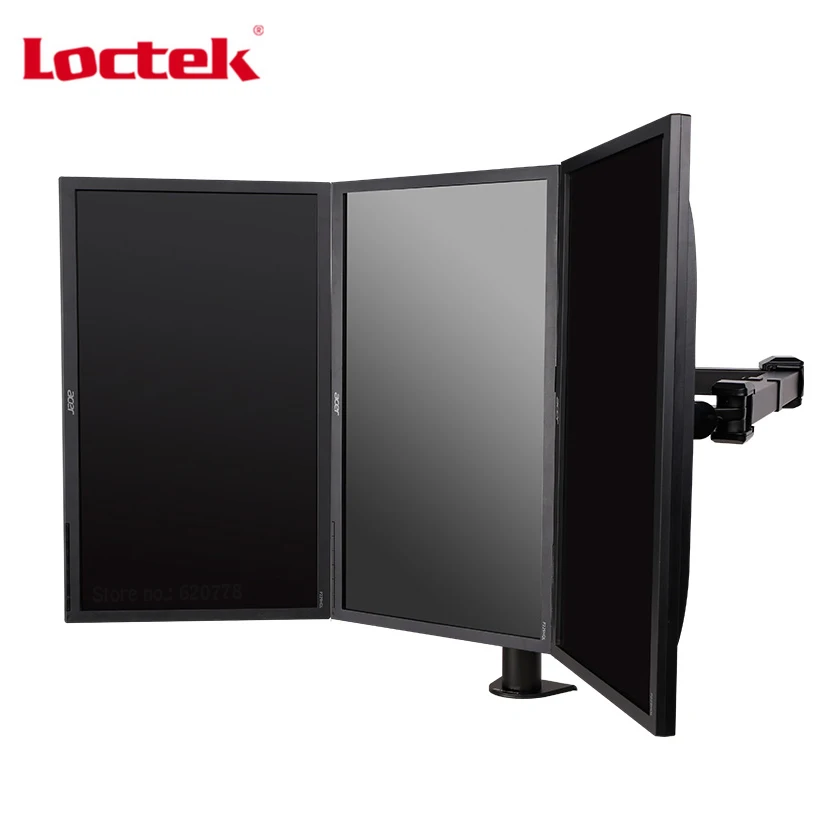 

Desktop Clamping Full Motion 10-30 inch Triple Monitor Holder 360 Degree Three LED LCD Monitor Mount Arm Bracket 10kgs Per Arm