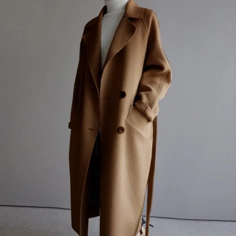long coat Double-Breasted Coat Overcoats womens wool trench coats
