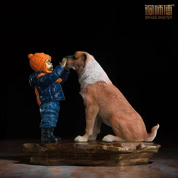 

"Childlike Innocence" The Little Boy and His Dog Copper Crafts With Love Home Room Desktop Decoration Children's Good gifts