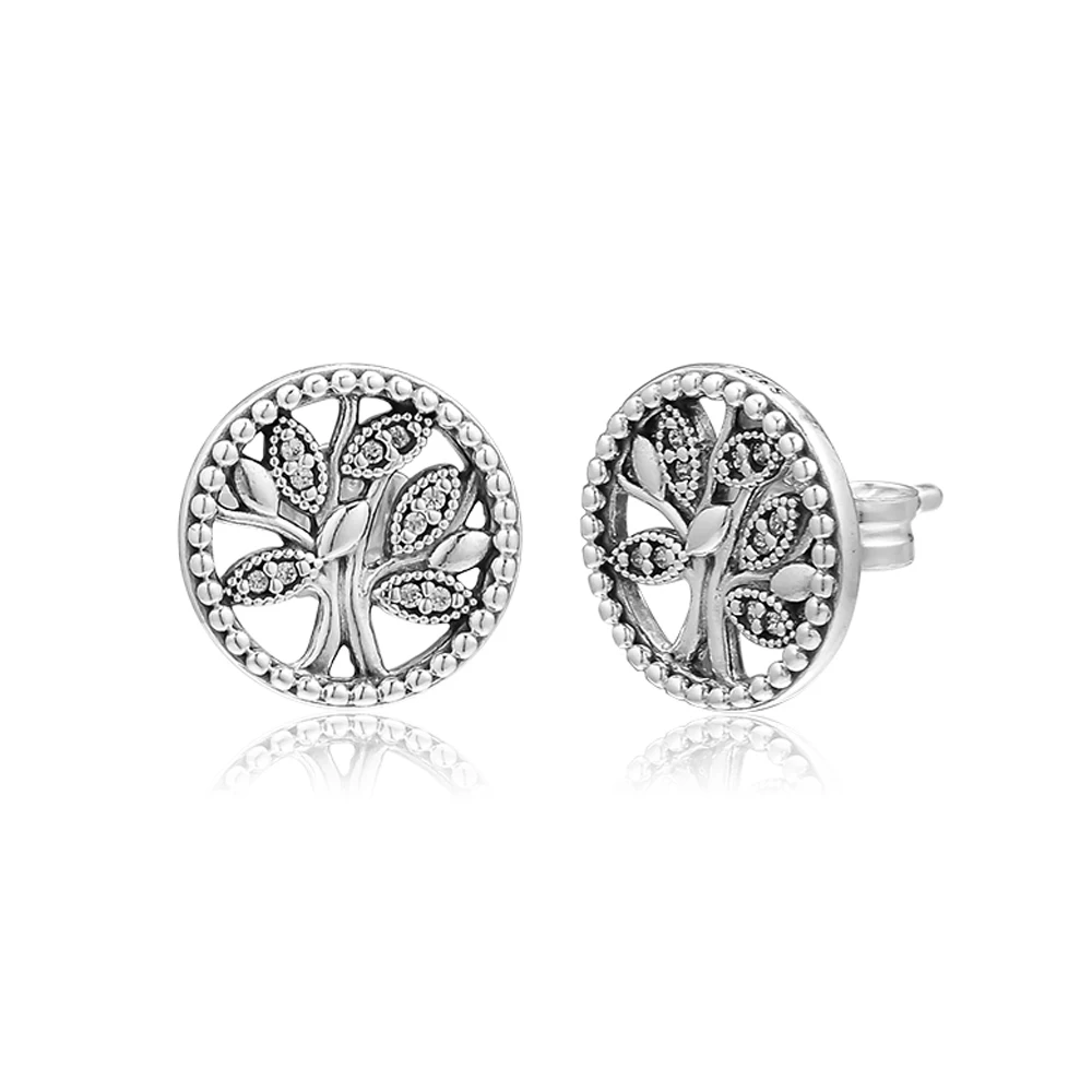 

CKK Silver 925 Jewelry Trees of Life Stud Earrings Studs Earring For Women Sterling Silver Original Earring