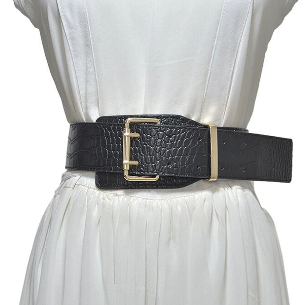Women's Ladies Wide Dress Buckle Band Floral Vintage Elastic Stretchy Waistbelts