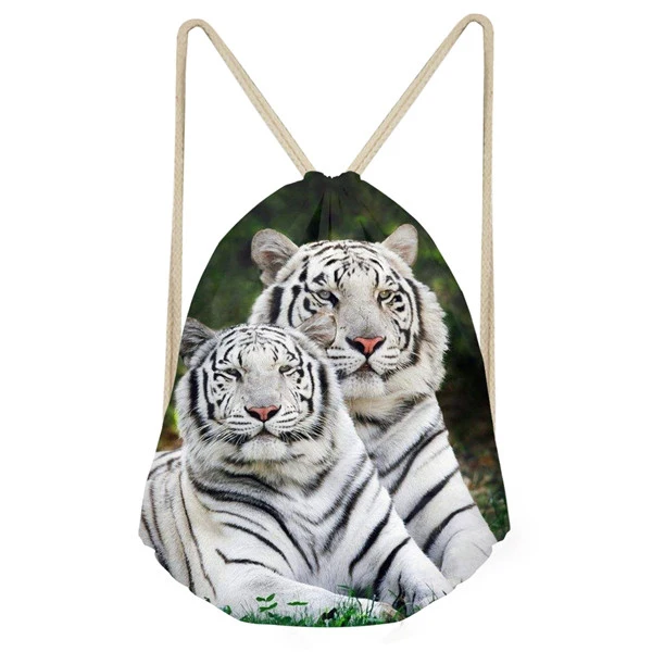 Noisydesigns Прохладный животных 3D с принтом Тигра для мужчин's мешочек с кулиской мужской рюкзак для путешествий Строка обувь/сумки хранения