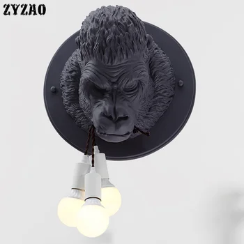 

Nordic Resin Gorilla Wall Lamps Modern Led Wall Light Fixtures for Home Deco Industrial Loft Bedroom Bedside Lamp Bathroom Light