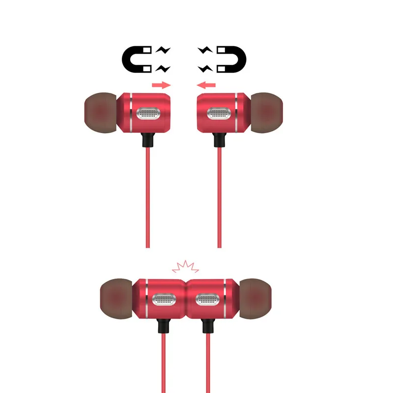 AX 09 Bluetooth Wireless Stereo Earphone In Ear Magnetism Hanging Headset With Mic Led Portable Sport Music Earphones Equipment