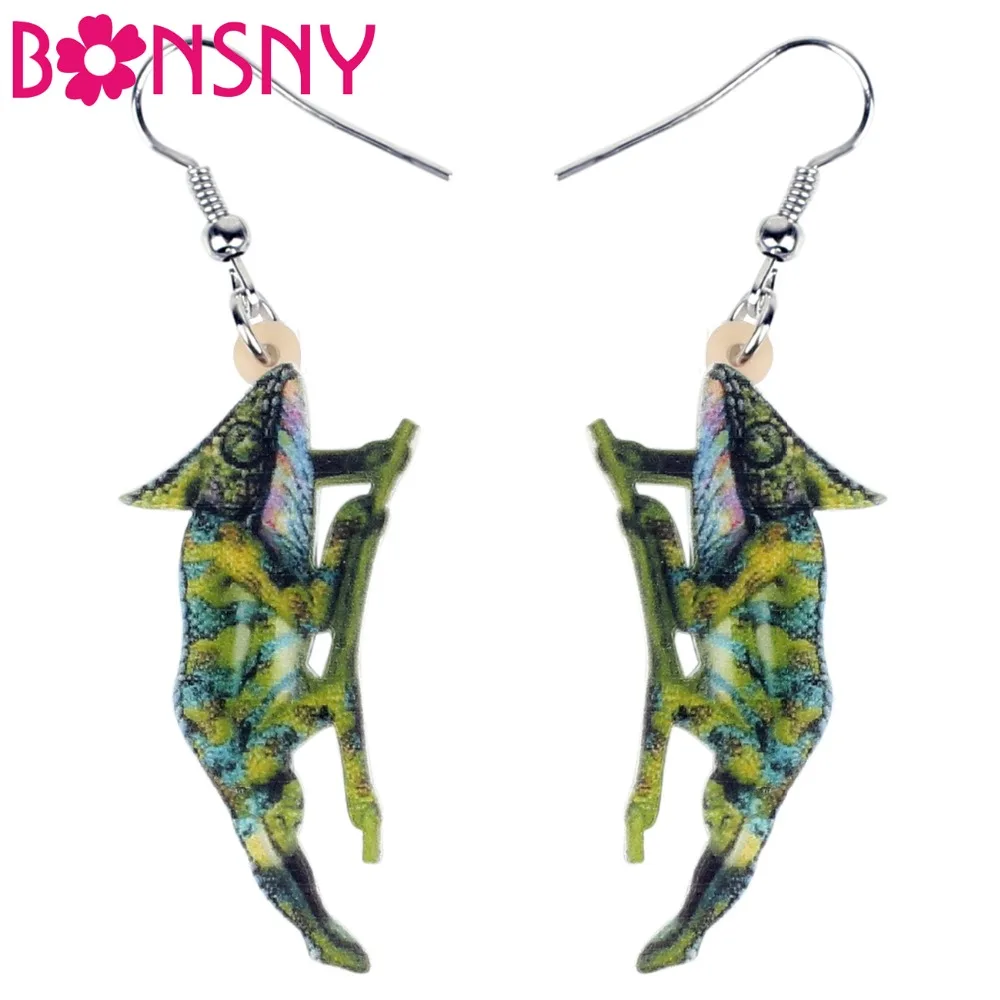 

Bonsny Acrylic Summer Tropic Chameleon Lizard Earrings Drop Dangle Punk Animal Pets Jewelry For Women Girls Gift Charms Brincos