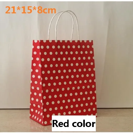 40pcs Lot 21x15x8cm Red Color With White Polka Dot Kraft Paper Gift 40pcs Lot 21x15x8cm Red Color With White Polka Dot Kraft Paper Gift Bag Handles