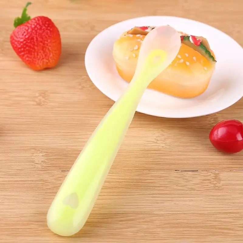 

Silicone Baby Soft Feeding Spoon Infants Safety Tableware Learning Utensils Anti-Falling Spoon for Children Food