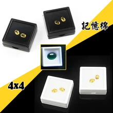 100 шт./партия 4 см x 4 см футляр для бриллиантов квадратный пластиковый Алмазный Корпус каменный ящик коробка с драгоценными камнями черный и белый 20 шт./партия