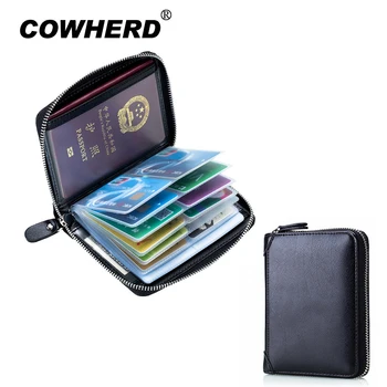 

Passport Bag RFID Driver License Bag Genuine Cow Leather Cover Driving Document Cards Zipper Passport Holder Purse Wallet Case