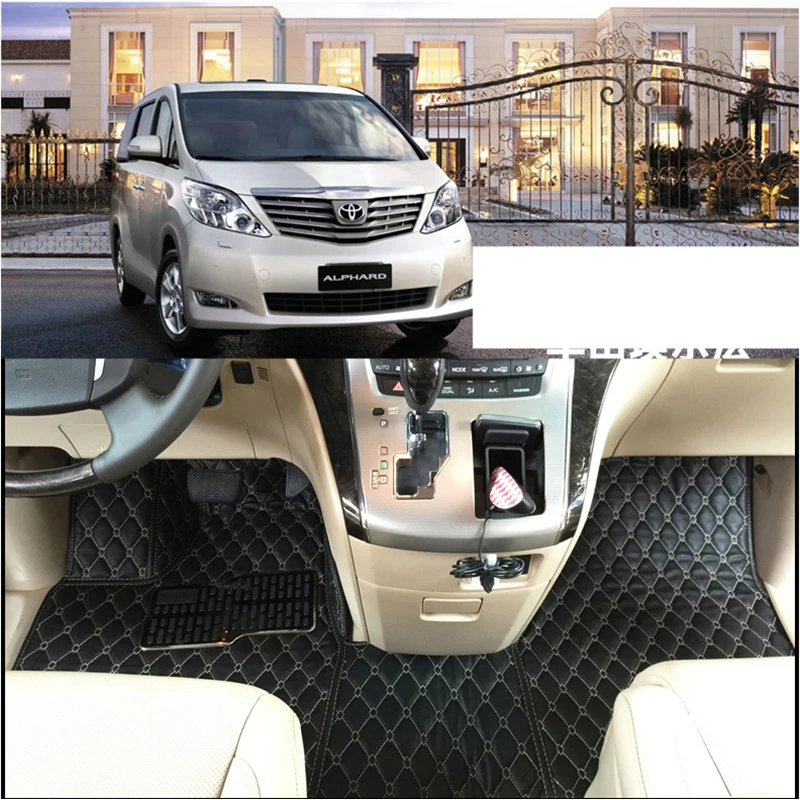 

lsrtw2017 car styling fiber leather car floor mat for toyota alphard vellfire 2002-2020 2005 2006 AH10 AH20 AH30 accessories