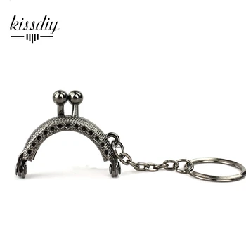 

KISSDIY 25pcs 4 CM mini Gun black Metal Purse Frame with keyring for bag handle clutch coin purse clasp wholesale