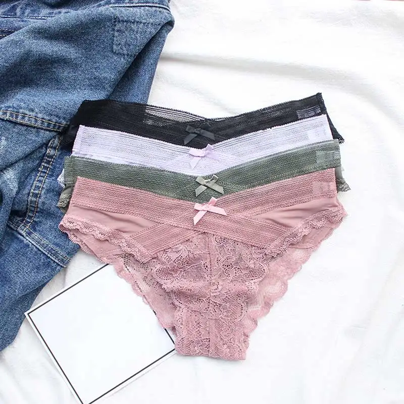 SP&CITY European Delicate Lace Floral Sexy Panties Sex String Women Hollow Out Underwear Bandage Crotch Cotton Briefs Lingerie