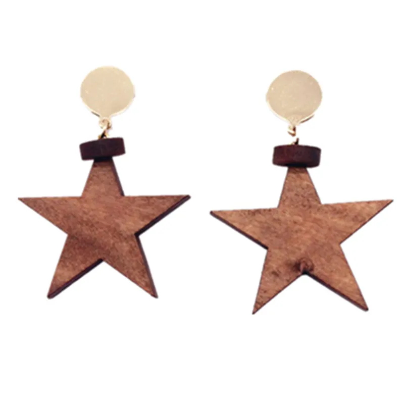 

New design star big round personality hollow latest african wood earrings jewelry pair 2016 good quality new design