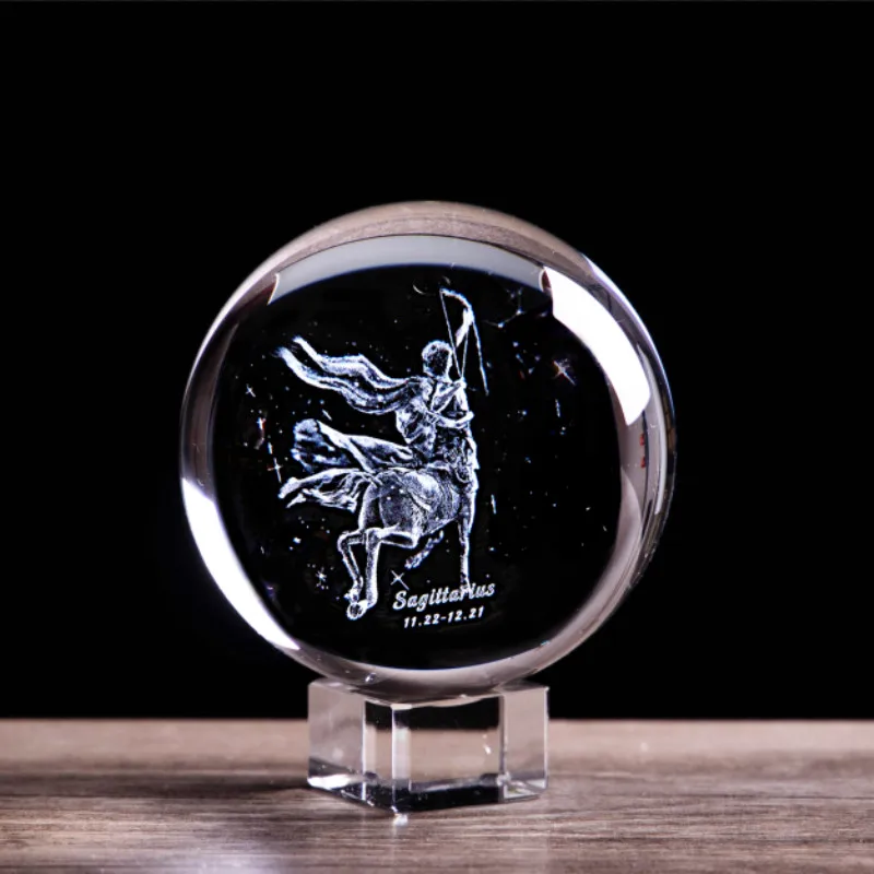 

3D Sagittarius Figurines Crystal Ball Angel Constellation Statuette Paperweight Home Art Decor Collectible Craft Accessories