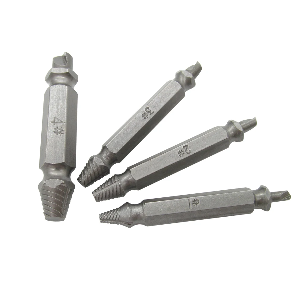4pcs Double Ended Damaged Screw Extractor Drill Bits Broken Breakage Head Wood Bolts Remover Extract Drill Tool 1# 2# 3# 4# 4pcs Double Ended Damaged Screw Extractor Drill Bits Broken Breakage Head Wood Bolts Remover Extract Drill Tool 1# 2# 3# 4#