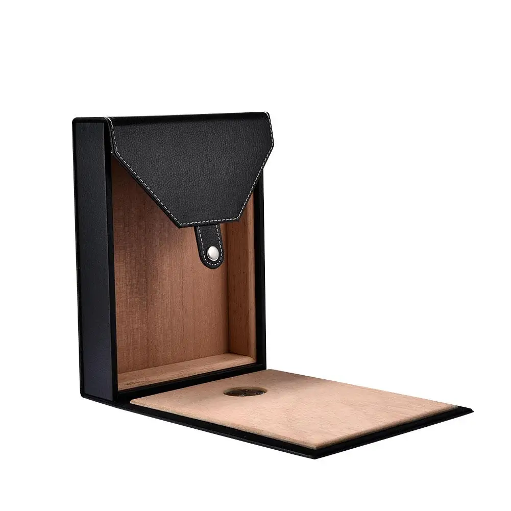  New High Quality Mini Portable Wooden Cigar Humidor Box Leather Cigarette Container Storage Case Bl