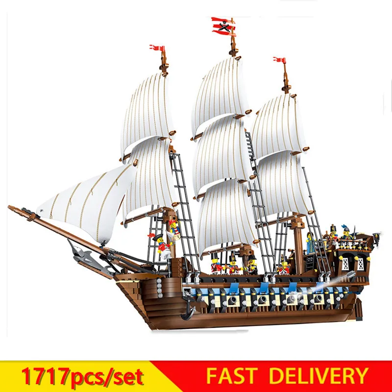 

New Pirate Ship warships Model fit 10210 Building Kits Block Briks Boy Educational Toys Model Birthday Gift