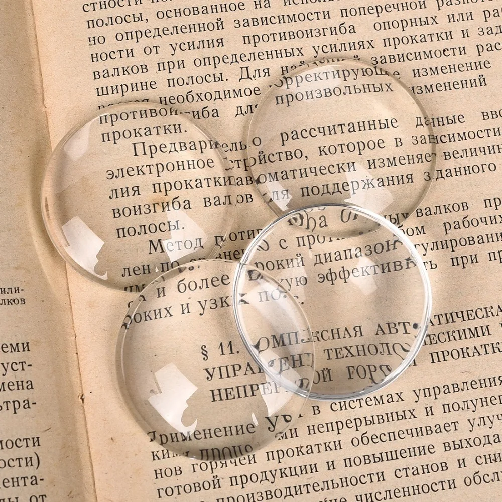 40mm Round Cabochons Transparent Glass Clear Flat Back (2)
