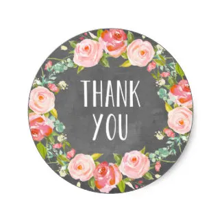 3.8cm Floral Thank You | Favor Label Classic Round Sticker ...